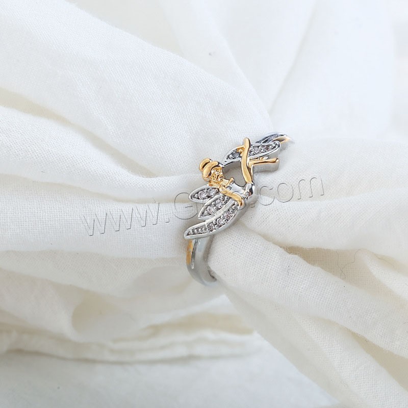 Anneau de diamant d'alliage de zinc sans nickel, Placage, normes différentes pour le choix & pour femme & avec strass, Vendu par PC