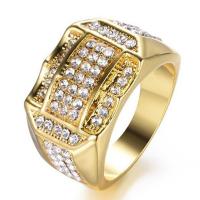 Anillo de dedo de aleación de Zinc, chapado en color dorado, diverso tamaño para la opción & para mujer & con diamantes de imitación, Vendido por UD