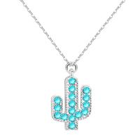 Rhinestone Zinc Alloy Necklace, Opuntia Stricta, plated, oval chain & for woman & with rhinestone lead & cadmium free Approx 17.7 Inch 