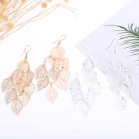 Zinc Alloy Drop Earring, Leaf, plated, for woman & hollow 90mm 