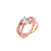 Anillo de dedo de aleación de Zinc, chapado en color rosa dorada, diverso tamaño para la opción & para mujer & con diamantes de imitación, Vendido por UD