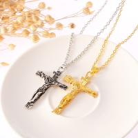 Zinc Alloy Necklace, Cross, plated, Unisex & oval chain Approx 19.6 Inch 