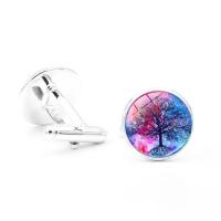 Zinc Alloy Cufflinks, with Glass, Flat Round, silver color plated, time gem jewelry & Unisex & decal, lead & cadmium free 
