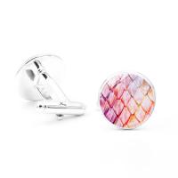 Zinc Alloy Cufflinks, with Glass, Flat Round, silver color plated, time gem jewelry & Unisex & decal, lead & cadmium free 