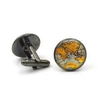 Zinc Alloy Cufflinks, with Glass, Flat Round, plated, time gem jewelry & Unisex & decal lead & cadmium free 