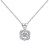 Cubic Zircon Micro Pave Brass Necklace, Heart, real silver plated, oval chain & micro pave cubic zirconia & for woman, nickel, lead & cadmium free Approx 17.7 Inch 