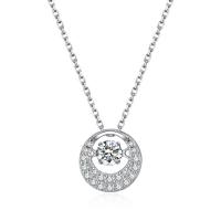 Cubic Zircon Micro Pave Brass Necklace, Round, real silver plated, oval chain & micro pave cubic zirconia & for woman, nickel, lead & cadmium free Approx 17.7 Inch 