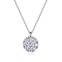 Rhinestone Brass Necklace, Round, platinum plated, oval chain & for woman & with rhinestone, nickel, lead & cadmium free Approx 17.7 Inch 