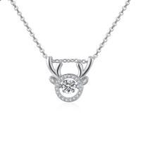 Cubic Zircon Micro Pave Brass Necklace, Antlers, platinum plated, oval chain & micro pave cubic zirconia & for woman, nickel, lead & cadmium free Approx 17.7 Inch 