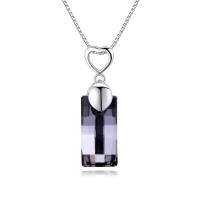 Brass Necklace, with Austrian Crystal, Rectangle, platinum plated, box chain & for woman & faceted nickel, lead & cadmium free Approx 17.7 Inch 