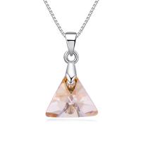 Brass Necklace, with Austrian Crystal, Triangle, platinum plated, box chain & for woman & faceted nickel, lead & cadmium free Approx 17.7 Inch 