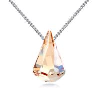 Brass Necklace, with Austrian Crystal, Teardrop, platinum plated, oval chain & for woman & faceted nickel, lead & cadmium free Approx 17.7 Inch 