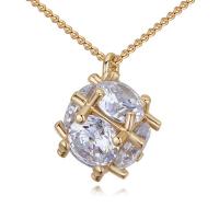 Brass Cubic Zirconia Necklace, plated, oval chain & for woman & with cubic zirconia nickel, lead & cadmium free Approx 17.7 Inch 