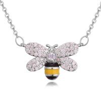 Cubic Zircon Micro Pave Brass Necklace, Bee, plated, oval chain & micro pave cubic zirconia & for woman & enamel nickel, lead & cadmium free Approx 17.7 Inch 