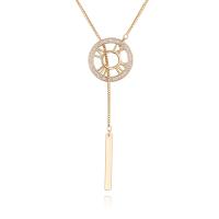 Brass Sweater Chain Necklace, Round, plated, Unisex & box chain & micro pave cubic zirconia nickel, lead & cadmium free Approx 24.8 Inch 
