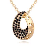 Rhinestone Brass Necklace, Teardrop, gold color plated, oval chain & for woman & with rhinestone & hollow lead & cadmium free Approx 17.7 Inch 