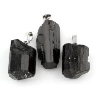 Schorl Pendant, with brass bail, Nuggets, black 13- Approx 
