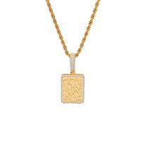 Brass Sweater Chain Necklace, Rectangle, plated, French Rope Chain & micro pave cubic zirconia & for woman 3mm Approx 24 Inch 