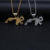 Brass Sweater Chain Necklace, Gun, plated, French Rope Chain & micro pave cubic zirconia & for woman 3mm Approx 24 Inch 