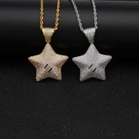Brass Sweater Chain Necklace, Starfish, plated, French Rope Chain & micro pave cubic zirconia & for woman 3mm Approx 24 Inch 