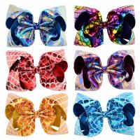 Children Hair Clip, Satin Ribbon, with Iron, Bowknot, silver color plated, for children 200mm 