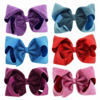 Children Hair Clip, Grosgrain Ribbon, with Iron, Bowknot, silver color plated, for children 200mm 
