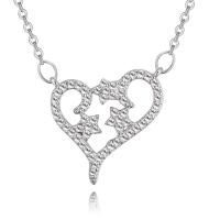 Cubic Zircon Micro Pave Brass Necklace, Heart, plated, oval chain & micro pave cubic zirconia & for woman nickel, lead & cadmium free Approx 17.7 Inch 