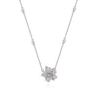 Cubic Zircon Micro Pave Brass Necklace, Flower, plated, oval chain & micro pave cubic zirconia & for woman nickel, lead & cadmium free, 19mm Approx 17.7 Inch 