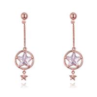 Cubic Zircon Brass Earring, Star, plated, for woman & with cubic zirconia nickel, lead & cadmium free 