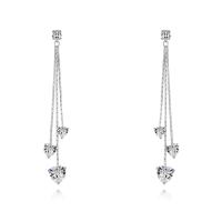 Brass Tassel Earring, Heart, plated, for woman & with cubic zirconia nickel, lead & cadmium free, 76mm 