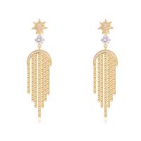 Brass Tassel Earring, plated, micro pave cubic zirconia & for woman & with rhinestone nickel, lead & cadmium free 