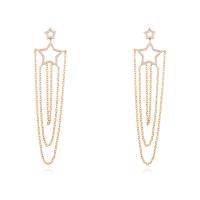 Brass Tassel Earring, Star, plated, micro pave cubic zirconia & for woman nickel, lead & cadmium free 