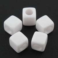 Solide Acryl Perlen, Quadrat, verschiedene Größen vorhanden & Volltonfarbe, weiß, verkauft von Tasche