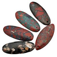 Pendentifs pierres gemmes mixtes , Jaspe rouge, avec Lapis lazuli, mélangé, 20-21x50-51x4-5mm Environ 2mm, Vendu par PC