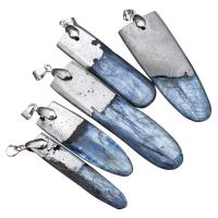 Kyanite Pendant, with Brass, antique silver color plated, mixed, 10-17x52- 