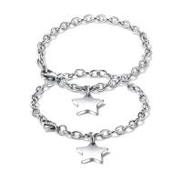 Acier titane bracelet, étoile, Style coréen & chaîne ovale & pour le couple, couleur originale, 16mm Environ 7 pouce, Environ  8 pouce, Vendu par brin