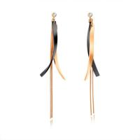 Titanium Steel Earrings, plated, for woman & with rhinestone, 75mm 