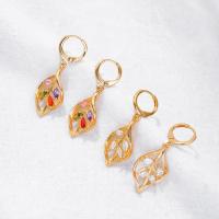 laiton Boucles d'oreilles pendantes Hoop Huggie, Plaqué d'or, pour femme & avec strass, plus de couleurs à choisir, 25mm, Vendu par PC