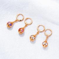 laiton Boucles d'oreilles pendantes Hoop Huggie, Plaqué d'or, pour femme & avec strass, plus de couleurs à choisir, 18mm, Vendu par PC