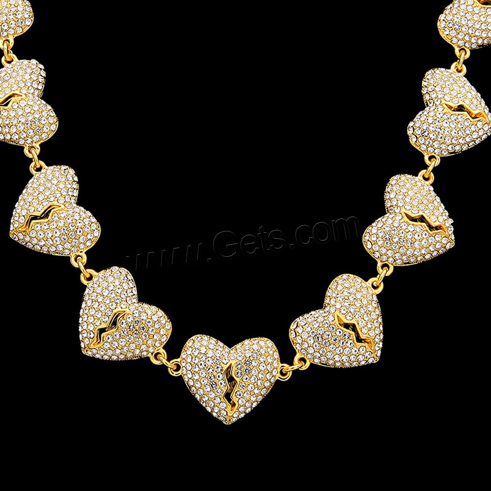 Cubic Zircon Micro Pave Brass Necklace, Heart, plated, different length for choice & Unisex & micro pave cubic zirconia, more colors for choice, 25.4x19mm, Sold By Strand