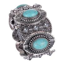 Turquoise Zinc Alloy Bangle, with Synthetic Turquoise, antique silver color plated, folk style & for woman & with rhinestone, 40mm Approx 7 Inch 