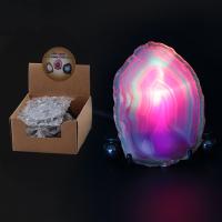Lace Agate Boxed Decoration Gemstone, with Paper & ABS Plastic, natural, with LED light, Random Color 