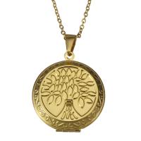 Fashion Locket Necklace, Stainless Steel, with 2Inch extender chain, gold color plated, oval chain & for woman 2mm, Inner Approx 23mm Approx 17 Inch 