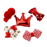 Cloth Hair Jewelry Set, hair clip, with PU Leather & Grosgrain Ribbon & Velveteen, for children, red - 