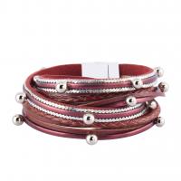 PU Leather Bracelet, with Zinc Alloy, platinum color plated, for woman 20mm Approx 15.5 Inch 