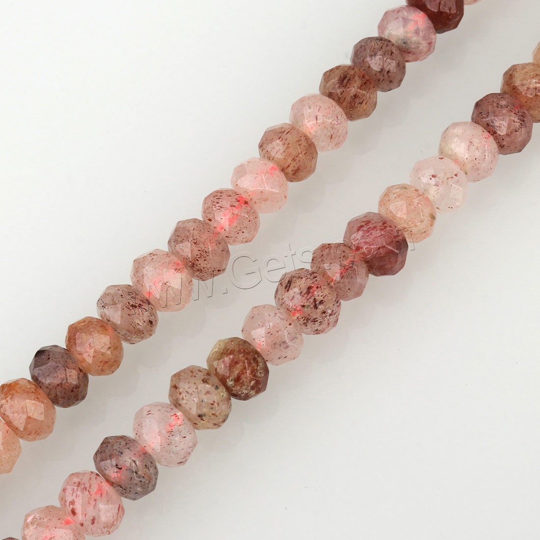 Strawberry Quartz Beads, Drum, different size for choice & faceted, Hole:Approx 1mm, Length:Approx 15.5 Inch, Sold By Strand