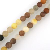 Rutilquarz Perlen, Rutilated Quarz, rund, verschiedene Größen vorhanden & satiniert, Bohrung:ca. 1mm, Länge:ca. 15 ZollInch, verkauft von Strang