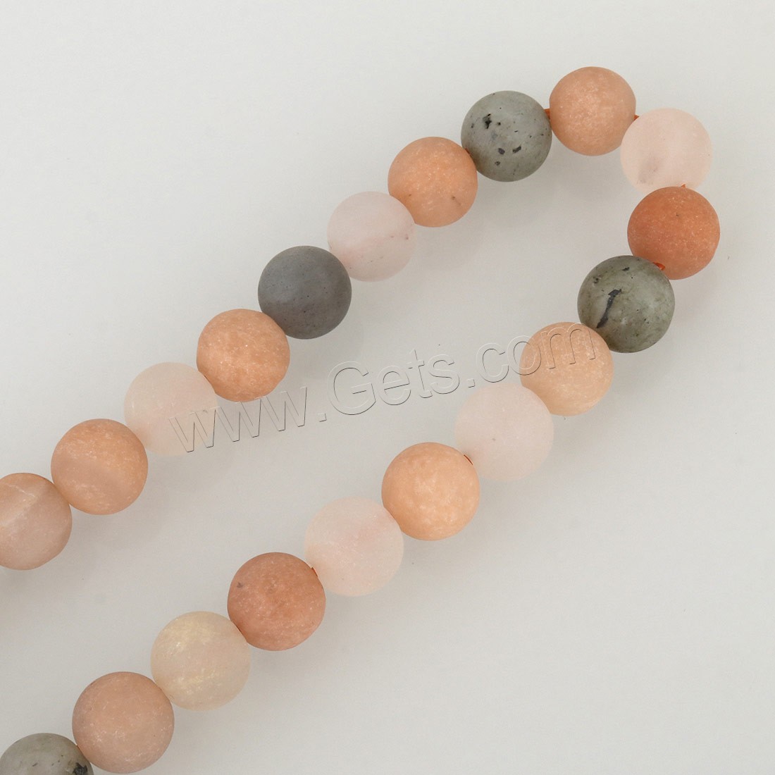 Mondstein Perle, rund, verschiedene Größen vorhanden & satiniert, Bohrung:ca. 1.5mm, Länge:ca. 15.5 ZollInch, verkauft von Strang