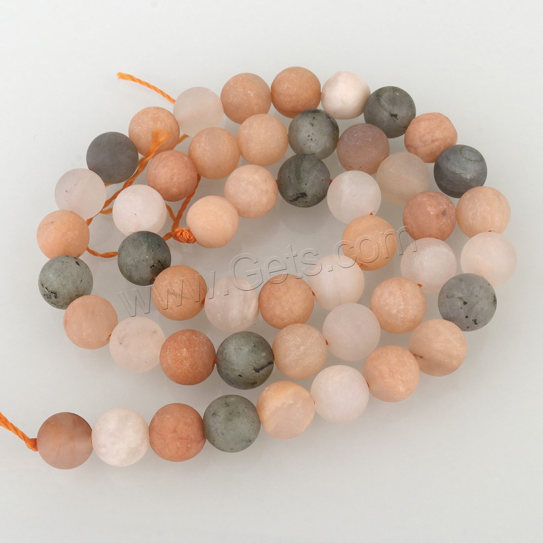 Mondstein Perle, rund, verschiedene Größen vorhanden & satiniert, Bohrung:ca. 1.5mm, Länge:ca. 15.5 ZollInch, verkauft von Strang