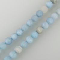 Aquamarin Perlen, rund, verschiedene Größen vorhanden & satiniert, Bohrung:ca. 1mm, Länge:ca. 15.5 ZollInch, verkauft von Strang